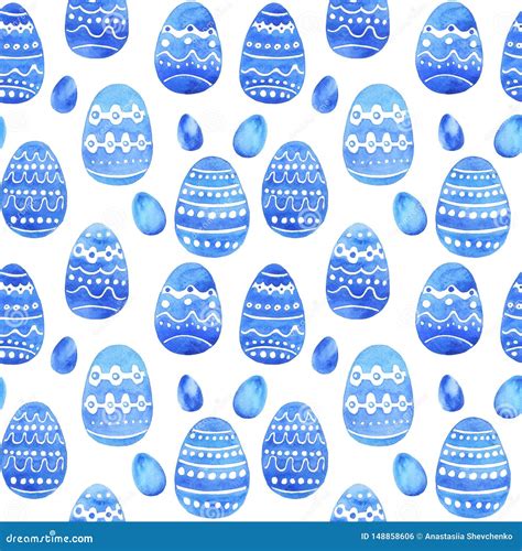 Seamless Watercolor Texture With Easter Eggs On A White Background