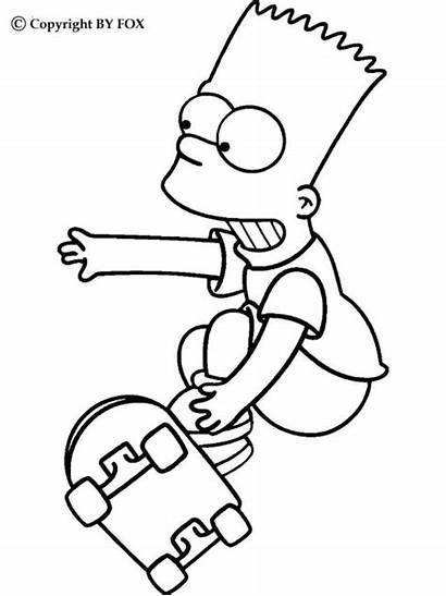 Bart Coloring Simpsons Skateboard Drawings Hipster Simpson