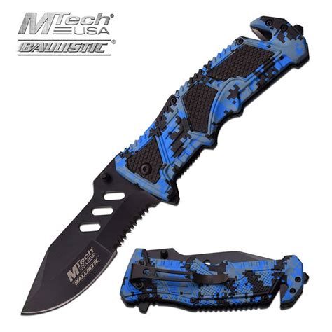 Mtech Tactical 475 Inch Spring Assisted Knife Blue Digital