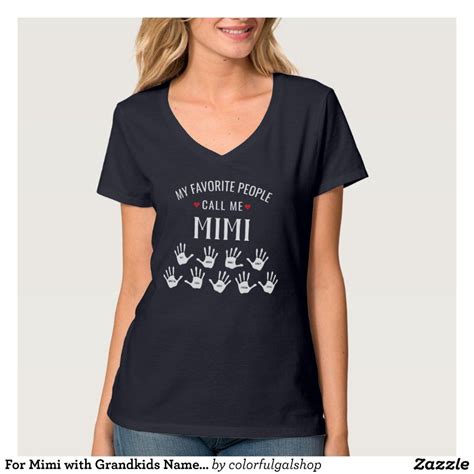 For Mimi With Grandkids Names Personalized T Shirt Zazzle Mothers