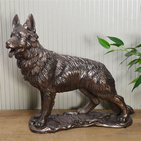 German Shepherd Bronze Finish Sculpture 07719 Dog Figurines Dog