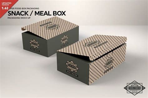 Box templates paper box template exploding box template pattern chinese food piggy bank hat box printable suggestion box wrap. Meal Snack Food Box Packaging Mockup | Free packaging ...
