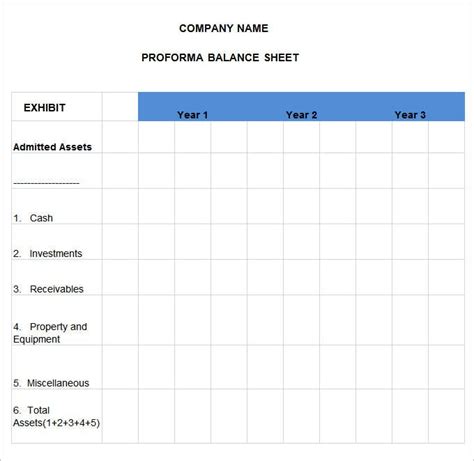 Pro Forma Spreadsheet Template Excel Templates