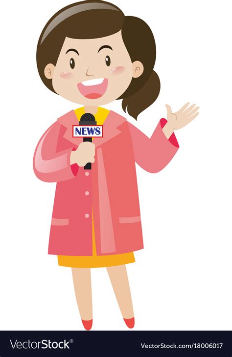 News Reporter With Microphone Royalty Free Vector Image