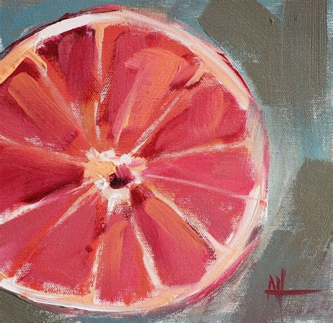 Grapefruit Half No 3 Original Oil Painting By Angela Moulton