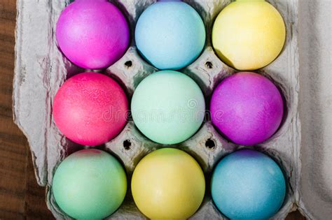 Egg Carton Of Colorful Dyed Easter Eggs Stock Image Image Of Group