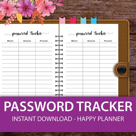 Password Notebook Planner Wifi Password Journal Pages Password Book