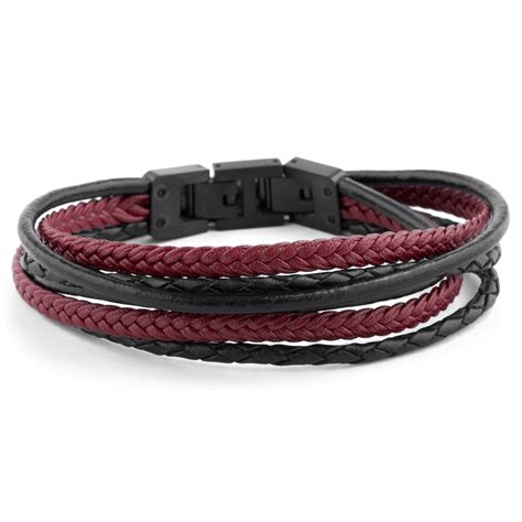 Black Red Roy Leather Bracelet In Stock Lucleon Leather