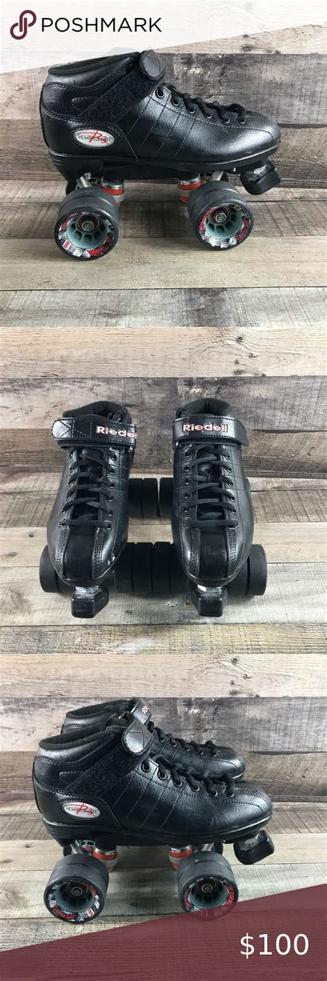 Riedell Youth Girls R3 Quad Cayman Black Leather Roller Speed Skates