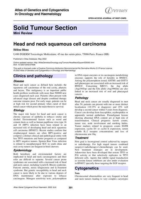 Pdf Head And Neck Squamous Cell Carcinoma