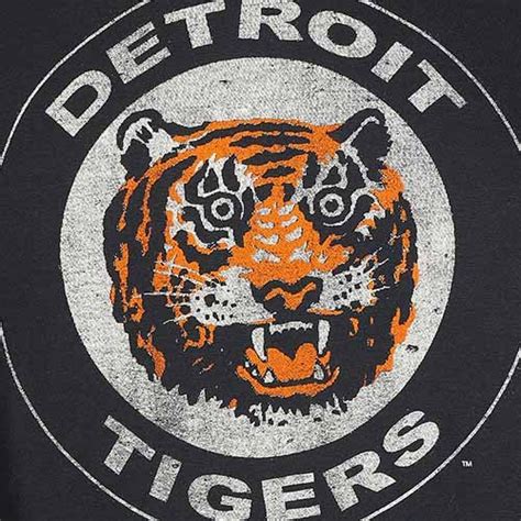 Detroit Tigers Navy Classic Logo Mens Long Sleeve T Shirt Vintage Detroit Collection