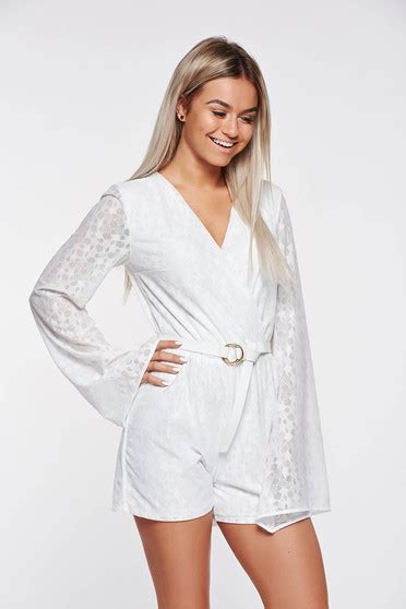 Casual Jumpsuit Starshiners White From Elastic And Fine Fabric With