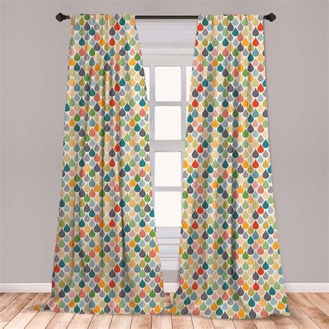 Abstract Curtains 2 Panels Set Colorful Large Drop Dots Pattern In