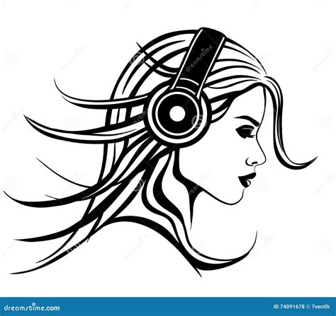 Girl With Headphones Stock Vector Illustration Of Banner 74091678