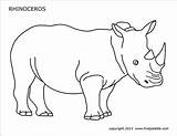Printable Rhinoceros Rhino Coloring Pages Templates Firstpalette sketch template