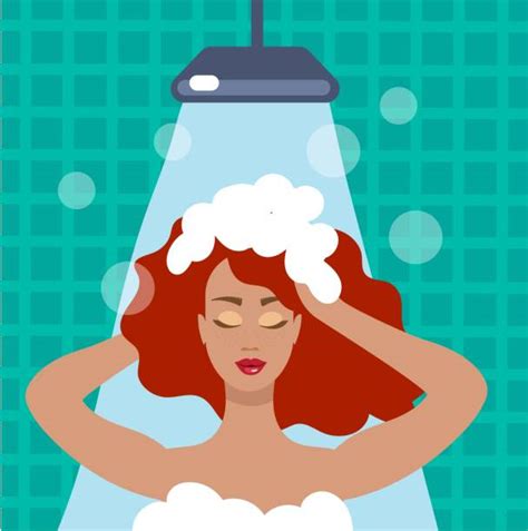 Woman Taking Shower Cartoon Illustrations Royalty Free Vector Graphics