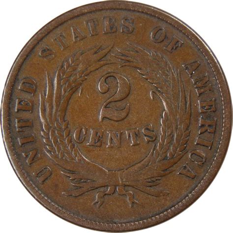 1864 2c Two Cent Piece Coin F Fine Ebay