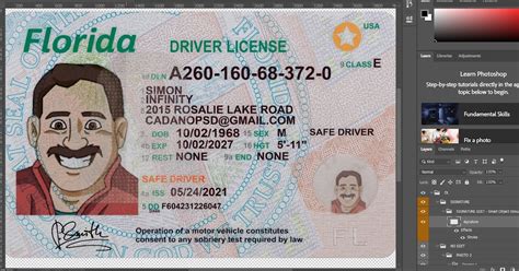 Florida Fl Driver License Psd Template