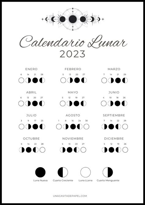 Calendario Lunar ️ Para Imprimir