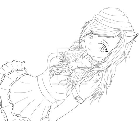 Anime Neko Maid Coloring Base Pages Sketch Coloring Page