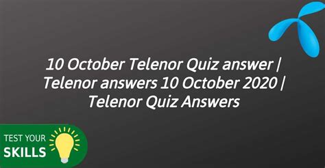 Wikitechlibrary 10 October Telenor Quiz Answer Telenor