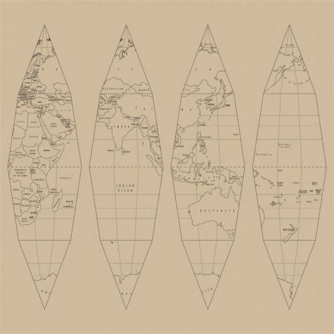 Flattened Globe Spherical Map Expanded Map Atlas Map Globe