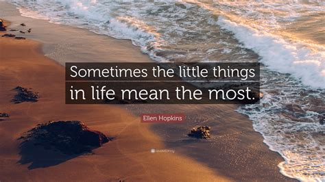 Ellen Hopkins Quote “sometimes The Little Things In Life Mean The Most”