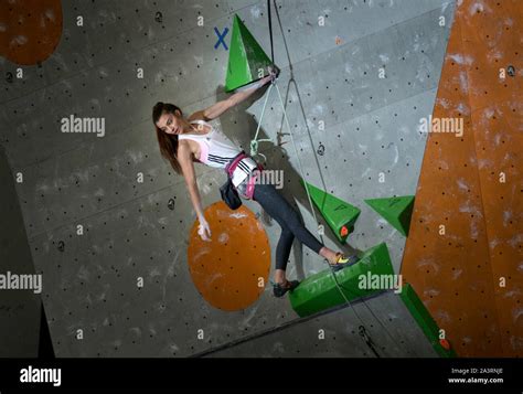 Lucka Rakovec Of Slovenia Competes In The Lead Climbing Womans Final On