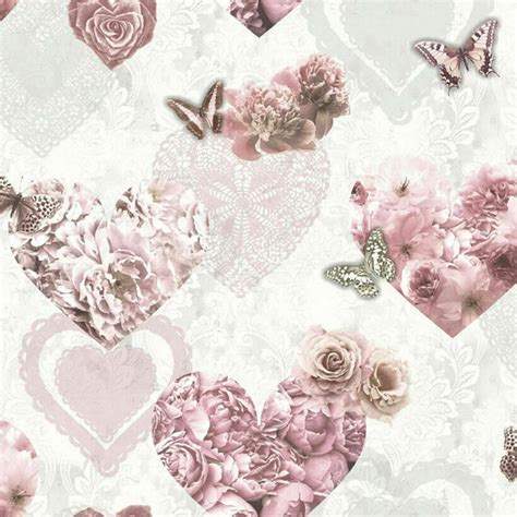 Sample Arthouse Floral Glitter Wallpaper Butterfly Love Hearts Girls