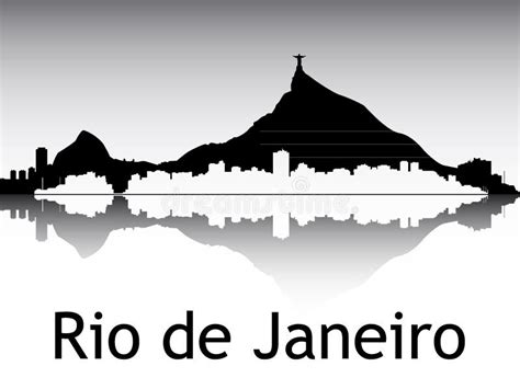 Panoramic Silhouette Skyline Of Rio De Janeiro Brazil Stock Vector