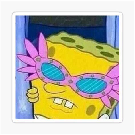 Iconic Spongebob W Clout Glasses Sticker By Audreyfallone Redbubble