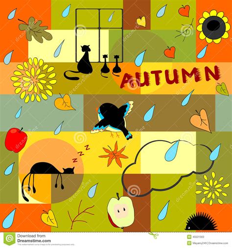Funny Autumn Background Stock Vector Illustration Of Design 45531563