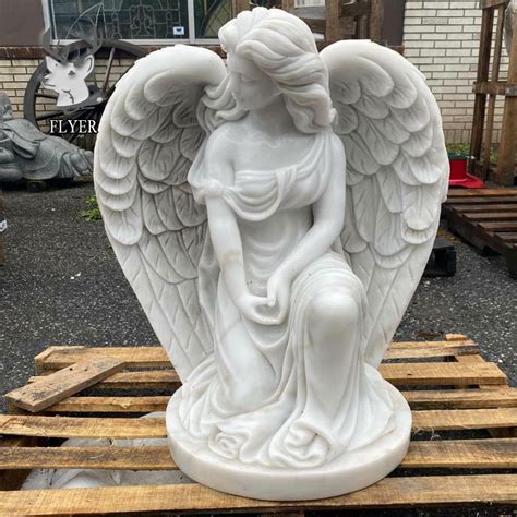Hand Carving White Marble Angel Statue Stone Angel With Wings