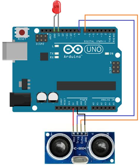 Hc Sr04 Ultrasonic Distance Sensor With Arduino Wiring Diagram Schematic Tutorial Arduino