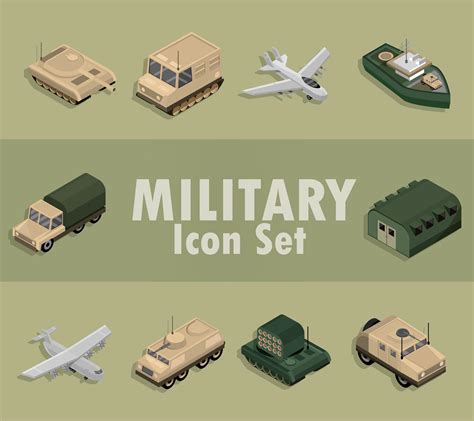 Isometric Military Icon Set 1427499 Vector Art At Vecteezy