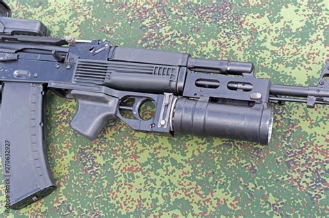 Modern Assault Rifle With Underbarrel Grenade Launcher Stock Photo