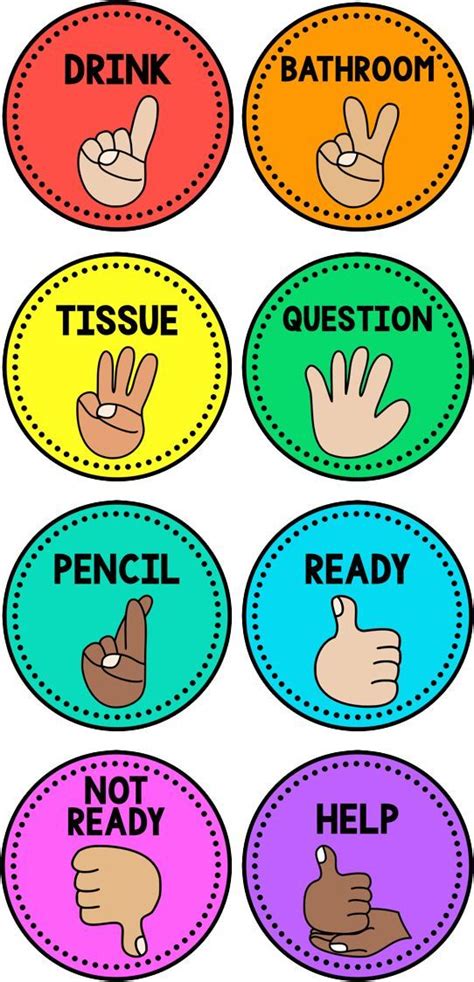 Free Printable Classroom Hand Signals
