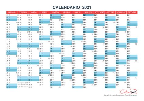 Calendario Annuale Anno 2021 Planner Annuale Orizzontale 2021