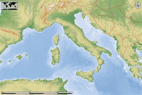 Italia Fisica Carta Geografica Muta Carte Geografiche