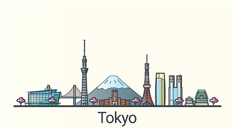 Premium Vector Banner Of Tokyo City In Flat Line Trendy Style All