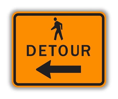 M4 9b Detour Pedestrian Symbol Sign Orange Construction Signs Tapco