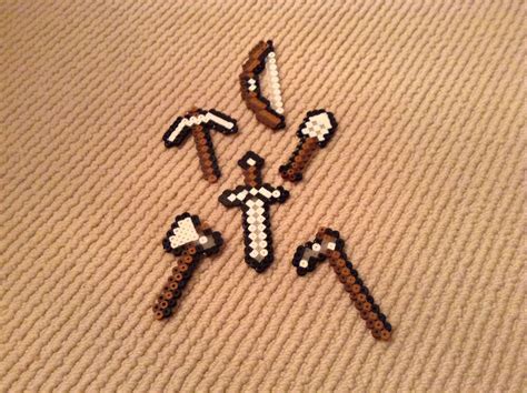 Perler Bead Minecraft Tools Perler Beads Bead Art Fuse Beads