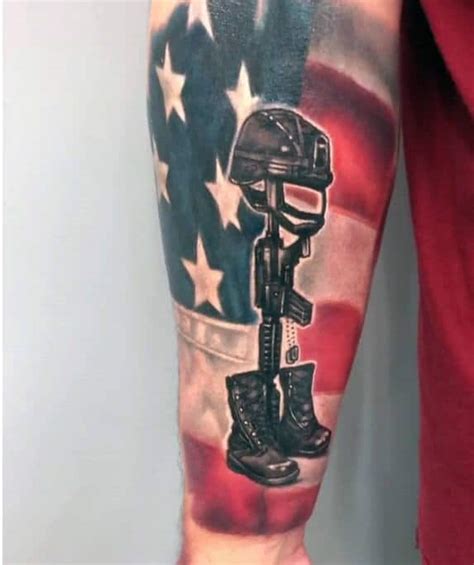 Army tattoos to show your respect for those who serve, those who served, and those who will serve one day. 50 Fallen Soldier Tattoo Designs For Men - Memorial Ideas