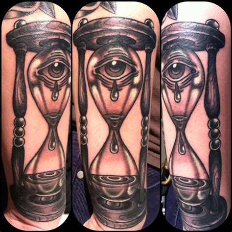 Black And Gray Eye Hourglass Tattoo By Skyler Del Drago Tattoos