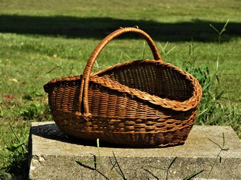 Vintage Wicker Basket Large Farm Basket Three Weave Centerpiece