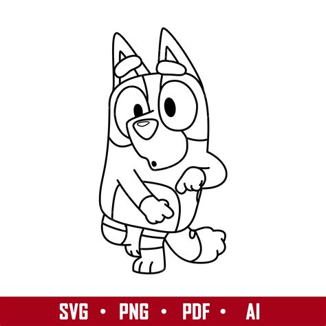 Bluey Bingo Dog Outline Svg Bingo Heeler Svg Bluey Svg Ca Inspire