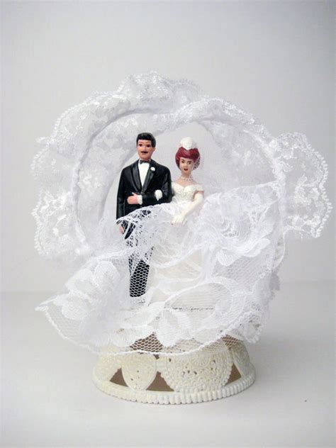 With the help of this carefully detailed post, this wedding cake recipe is perfectly would a 10″ and 8″ be big enough to fed roughly 60 at as a wedding cake (a grooms cake there as well). Vintage Wedding Cake Topper 50s / 60s / Vintage Bride and ...