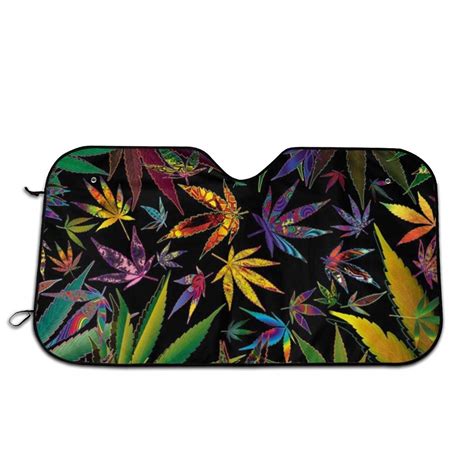 Trippy Multi Pot Weed Leaves Auto Sunshade For Car Truck