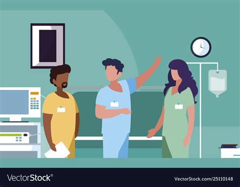 interracial group medicine workers in operating vector image