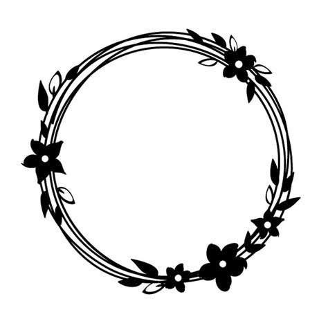 Floral Circle Frame Svg Flower Wreath Svg Flower Wreath Cut Etsy